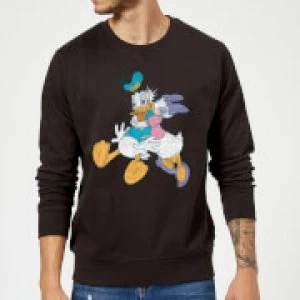 Image of Disney Mickey Mouse Donald Daisy Kiss Sweatshirt - Black