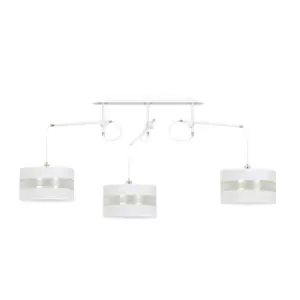 Image of Emibig Korno White Pendant Ceiling Light with Black, Gold Fabric Shades, 3x E27