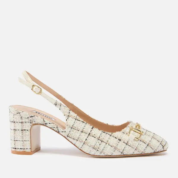 Image of Dune Womens Choices Tweed Slingback Heeled Pumps - UK 4 Beige Mid Heels female 93503940048133 4