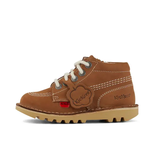 Image of KICKERS KICK HI ZIP LTHR IU TAN/LT CREAM - 11