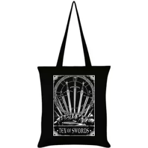 image of Deadly Tarot Ten Of Swords Tote Bag (One Size) (Black/White) - Black/White