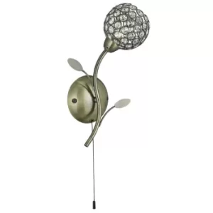 Image of Bellis 1 Light Indoor Flower Design Glass Wall Light Black Antique Brass, G9
