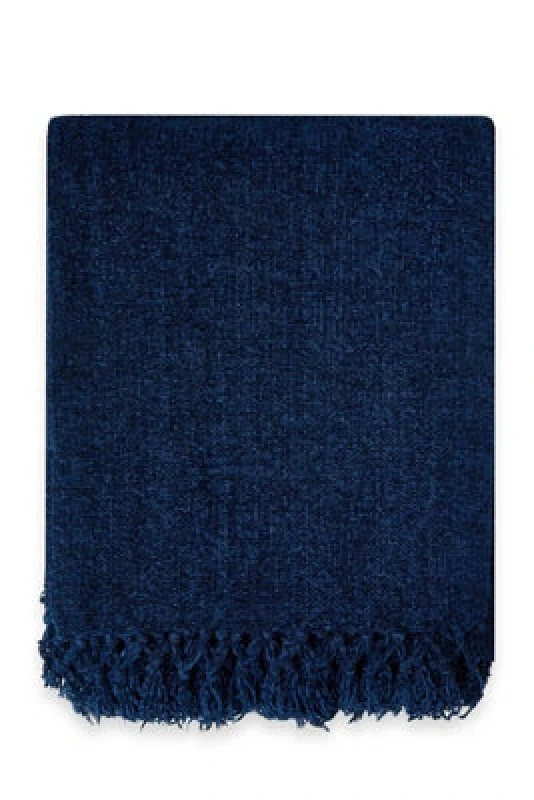 Image of Emma Barclay Darcy Tassel Blanket/throw For Sofa Chair Bed Navy 150X200Cm