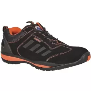 Image of Portwest Mens Steelite Lusum S1P HRO Suede Safety Shoes (5 UK) (Black/Orange) - Black/Orange