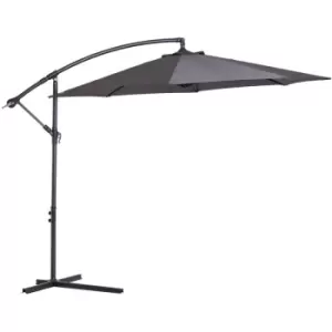 Image of 3m Cantilever Banana Parasol Umbrella Garden Patio Hanging Sun Shade Grey - Outsunny