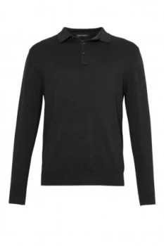 Mens French Connection Portrait Wool Polo Jumper Black