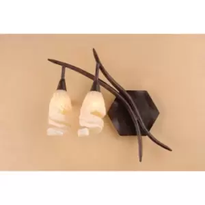 Image of Gaudi Left wall lamp with switch 2 G9 bulbs, brown/black oxidized