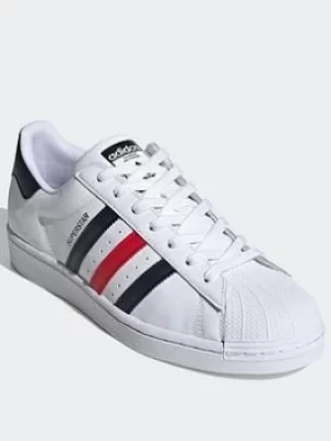 Image of adidas Originals Superstar Shoes, White/Red, Size 11.5, Women