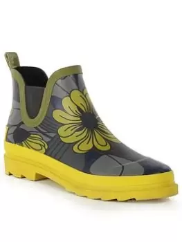 Image of Regatta X Orla Kiely Ankle Wellington Boot - Grey/Yellow, Grey/Yellow, Size 4, Women