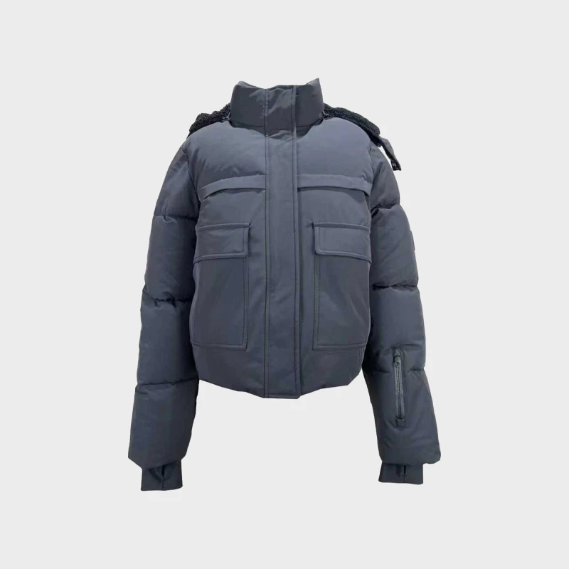 Image of Jack Wills Womens Cropped Puffer Waterproof Windproof Hooded Ski Jacket Black female 6 (2XS)