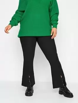 Image of Yours Rib Split Front Flare Legging - Black, Size 18, Women