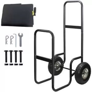 Image of Firewood Cart, 220 lbs Weight Capacity, Wood Carrier with Wheels, Binding Rope and Water-proof Tarp, Utility Log Rack for Storage or Move, Dolly