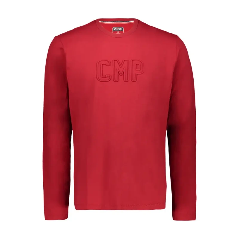 Image of CMP Long Sleeve Stretch Cotton T-Shirt with Logo CMP Rouge Male 3XL