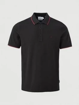 Image of Calvin Klein Stretch Tipping Slim Polo Shirt - Black, Size XL, Men