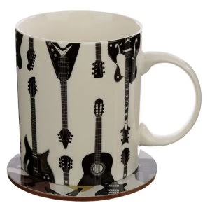 Image of Headstock Guitar Porcelain Mug & Coaster Set