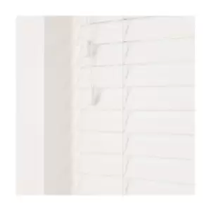 image of 250cm Ultra White Faux Wood Venetian Blind With Strings (50mm Slats) Blind With Strings (50mm Slats)