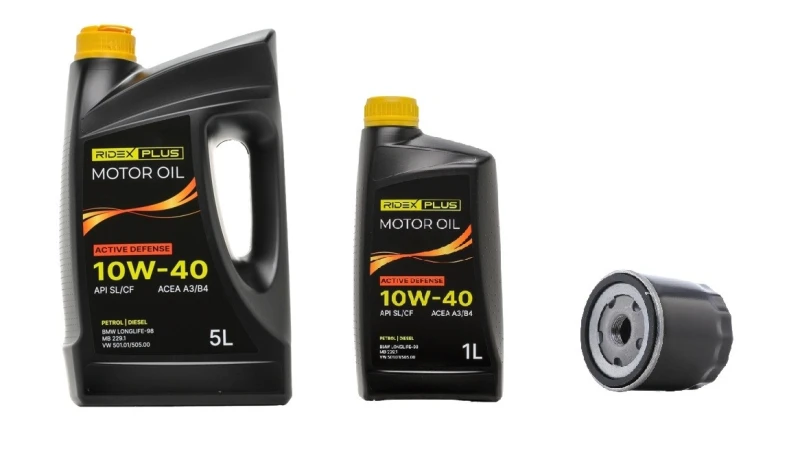 Image of RIDEX PLUS 100908O0011P Oil change kit (oil filter + engine oil) Oil change kit (oil filter + engine oil) (100908)