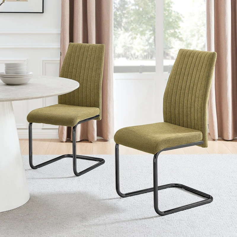 Image of FurnitureboxUK FurnitureboxUK Lorenzo 2x Fabric Black Leg Dining Chair in Light Green Light Green One Size Unisex 5056657188665