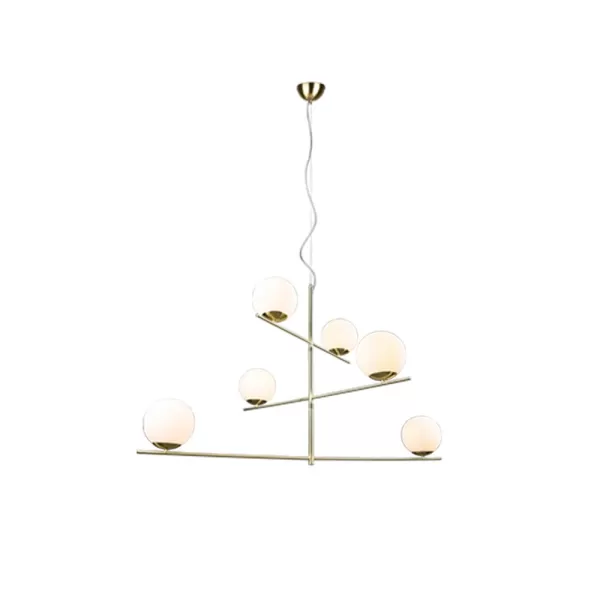 image of Pure Modern 6 Light Multi Arm Pendant Ceiling Light Brass Matt