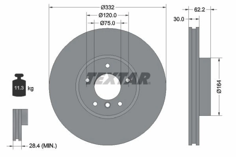 Image of Brake disc TEXTAR 92160805