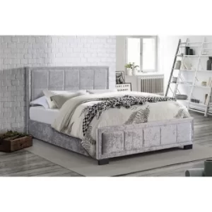 image of Birlea Hannover Steel Crushed Velvet Fabric Upholstered Bed Frame 5ft Kingsize 150 cm