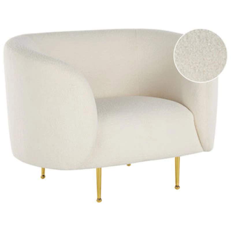 Image of Beliani Minimalist Armchair Loen Boucle White