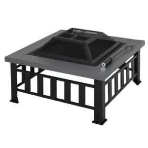 Image of Outsunny Metal Black Fire Pit - Black