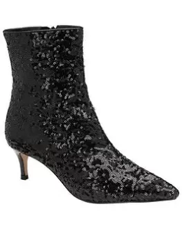 Image of Ravel Currans Black Sequin Heeled Ankle Boot, Black, Size 4, Women