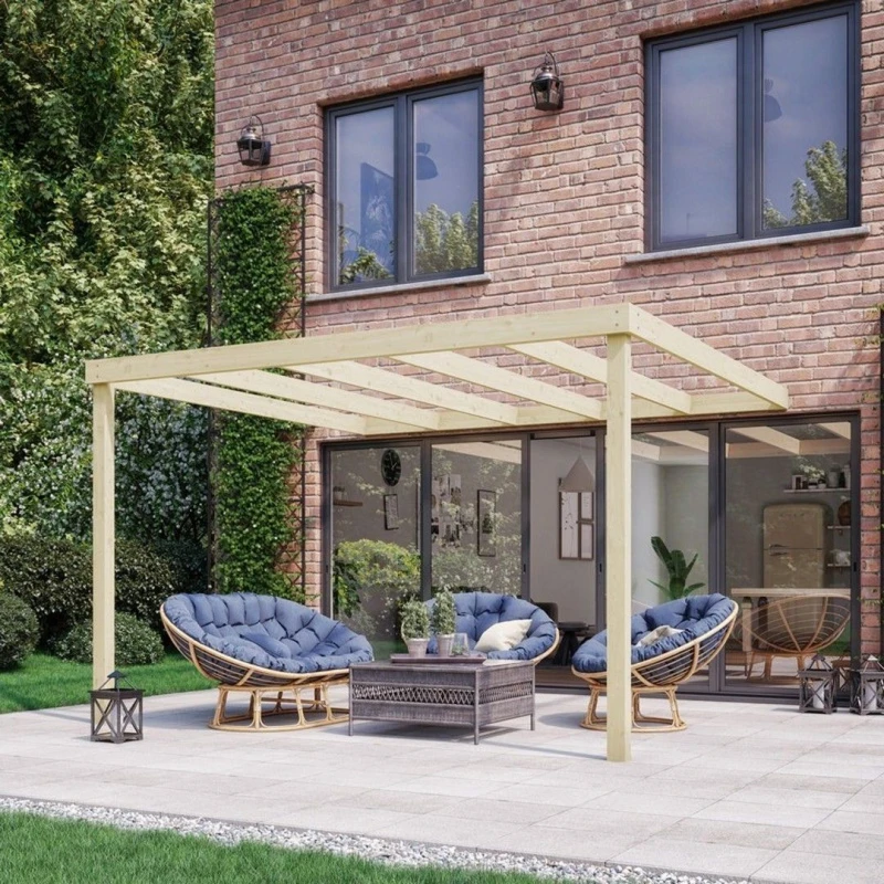 Image of Rutland County Garden Furniture Ltd Wall Mounted Box Pergola - Wood - L180 x W300 x H270cm - Light Green Light Green Unisex