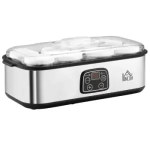 Image of HOMCOM 800-089V70 Yoghurt Maker With 8 Glass Jars - Silver