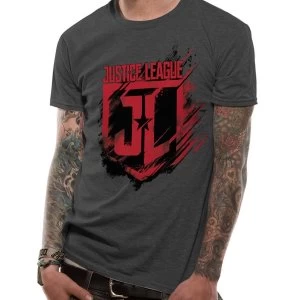 Image of Justice League Movie - Shield Mens Large T-Shirt - Grey