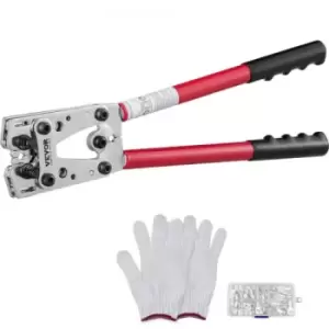 Image of VEVOR Battery Cable Lug Crimping Tool, 10-1/0AWG Aluminum Terminal Battery Lug Crimper, with 60PCS Aluminum Ring Connectors Terminals 6 Wire Sizes Cri