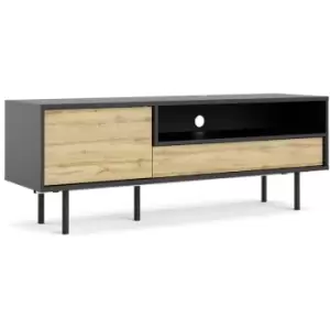 image of Match TV-Unit 1 Door + 1 Drawer in Black/Oak