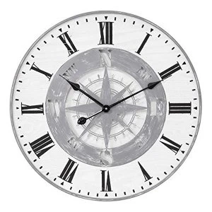 image of Hometime Metal and Wood Compass Wall Clock 60cm