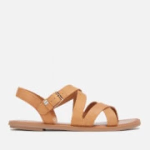 Image of TOMS Womens Sicily Leather Strappy Sandals - Natural - UK 4 - Tan