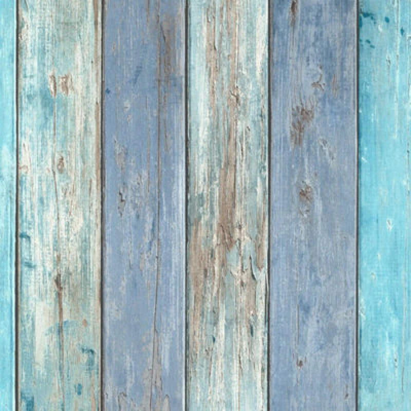 Image of Navy Blue Teal Wood Effect Wallpaper Erismann Paste The Wall Textured Vinyl