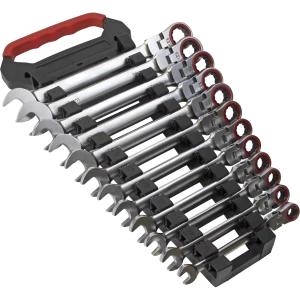 Image of Sealey 12 Piece Flexi Head Ratchet Combination Spanner Set