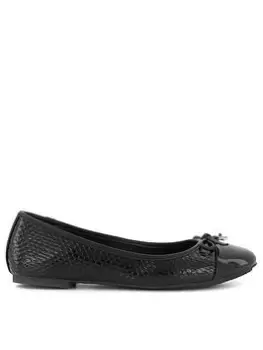 image of Dune London Wide Fit Hallo Ballerina, Black, Size 4, Women