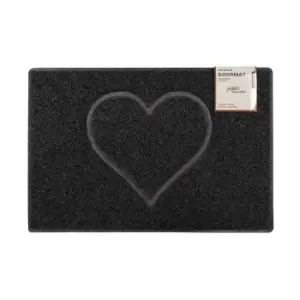 image of Oseasons Heart Large Embossed Doormat - Black