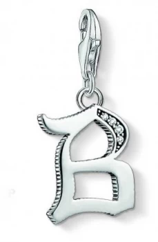 image of Thomas Sabo Letter B Charm Pendant Sterling Silver Blackened Jewellery