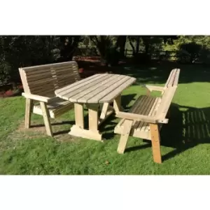 image of Churnet Valley - Ergo Table Bench Set - Sits 6, wooden garden dining furniture