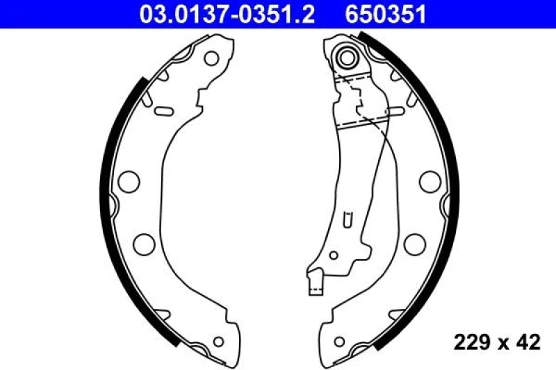 Image of ATE 03.0137-0351.2 Brake Shoes with lever Brake Shoe Set (70)