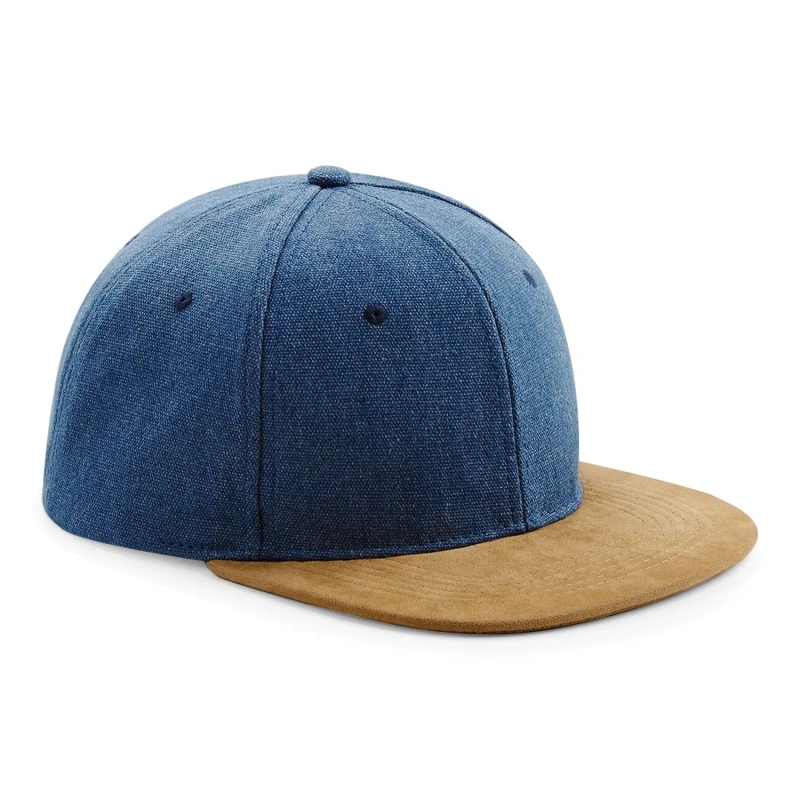 Image of Beechfield Mens Faux Suede Peak Snapback Cap Pack of 2 in Blue Blue Male One Size
