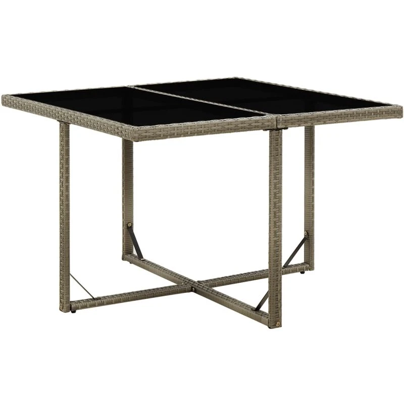 Image of JINLEFU Garden Table Grey 109x107x74cm Poly Rattan and Glass vidaXL JRVDZX-316765_DE