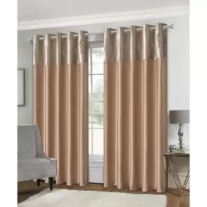 Isabella Rose Olivia Velvet Top Eyelet Curtains - Mink - 117cm (46") X 229cm (90") TJ Hughes