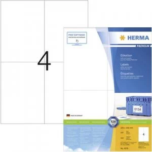 image of Herma 4676 Labels 105 x 148mm Paper White 400 pc(s) Permanent All-purpose labels, Franking labels Inkjet, Laser, Copier 100 Sheet A4