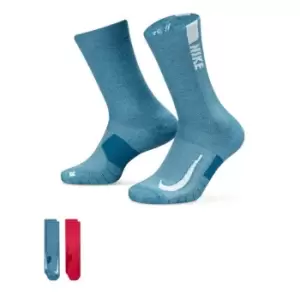 Image of Nike Multiplier Crew Running Socks 2 Pack Unisex Adults - Multi