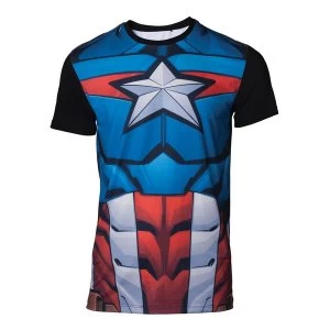 Image of Captain America - Sublimation Mens X-Large T-Shirt - Multi-colour