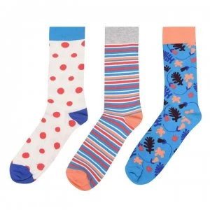 image of Happy Socks 3 Pack Striped Socks - Blue/Orng 6700