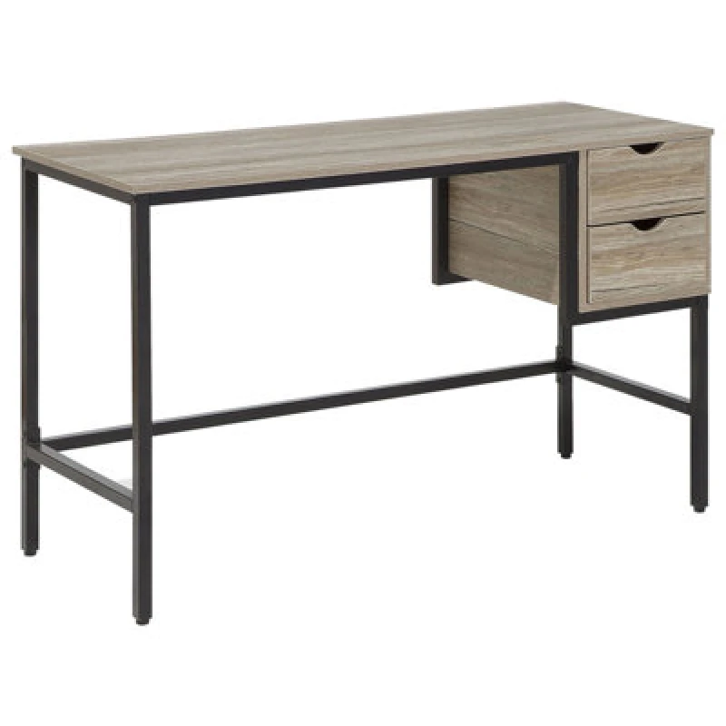 Image of Beliani Home Office Desk Grant Light Brown 120 Cm 48cm With Drawers